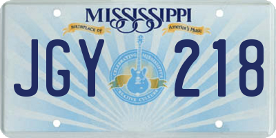 MS license plate JGY218