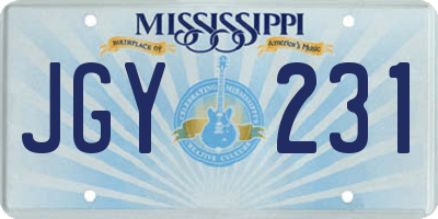 MS license plate JGY231