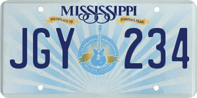 MS license plate JGY234