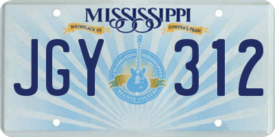 MS license plate JGY312