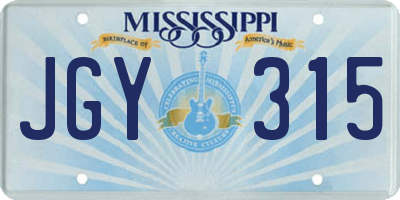 MS license plate JGY315