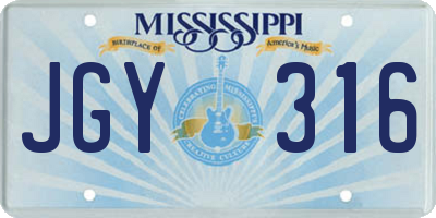 MS license plate JGY316