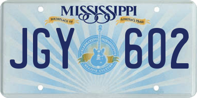 MS license plate JGY602
