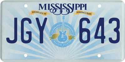 MS license plate JGY643