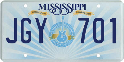 MS license plate JGY701