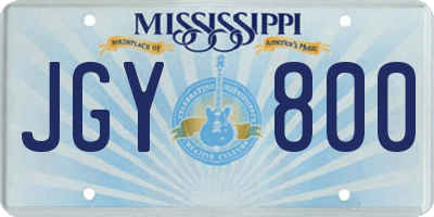 MS license plate JGY800