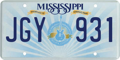 MS license plate JGY931