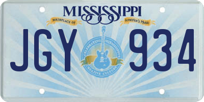 MS license plate JGY934