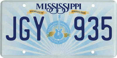MS license plate JGY935