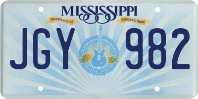 MS license plate JGY982