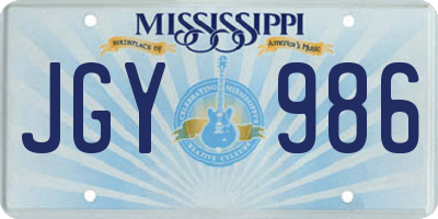 MS license plate JGY986