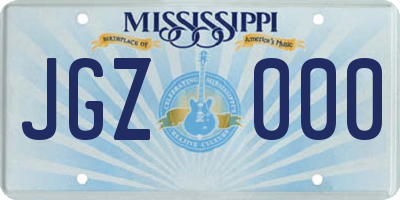 MS license plate JGZ000