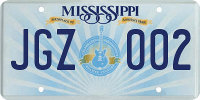 MS license plate JGZ002