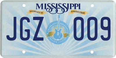 MS license plate JGZ009