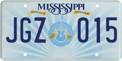 MS license plate JGZ015