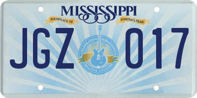 MS license plate JGZ017