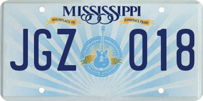 MS license plate JGZ018
