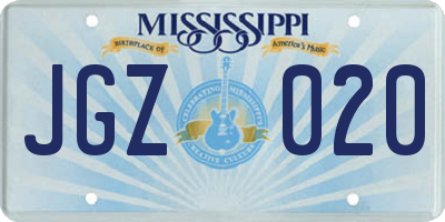 MS license plate JGZ020