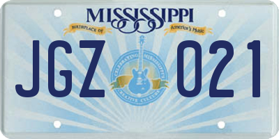 MS license plate JGZ021