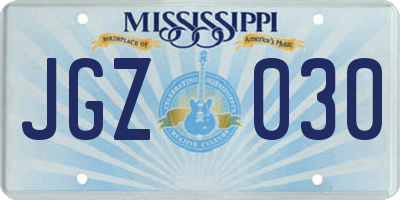 MS license plate JGZ030