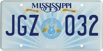 MS license plate JGZ032