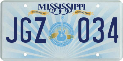MS license plate JGZ034