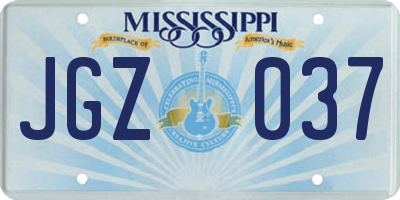MS license plate JGZ037