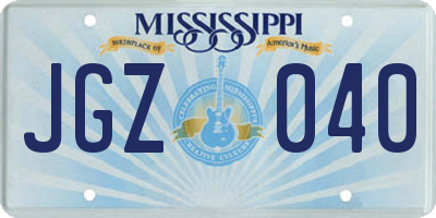 MS license plate JGZ040