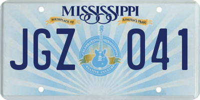 MS license plate JGZ041