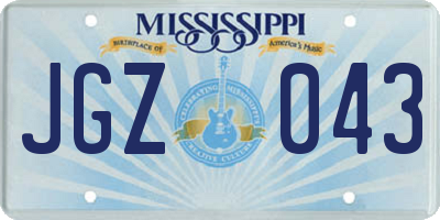 MS license plate JGZ043