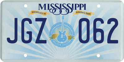 MS license plate JGZ062