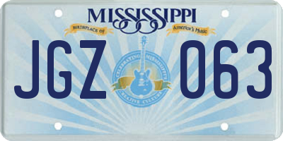 MS license plate JGZ063