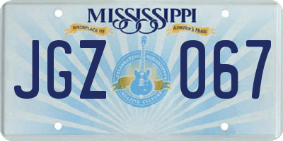 MS license plate JGZ067