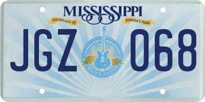 MS license plate JGZ068