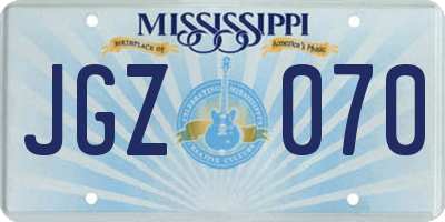 MS license plate JGZ070