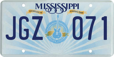 MS license plate JGZ071