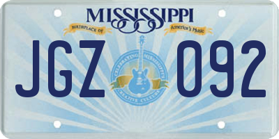 MS license plate JGZ092