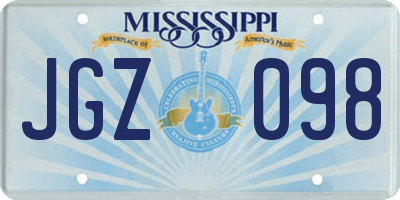MS license plate JGZ098