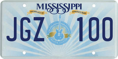 MS license plate JGZ100