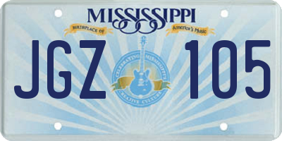 MS license plate JGZ105