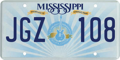 MS license plate JGZ108