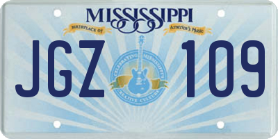 MS license plate JGZ109