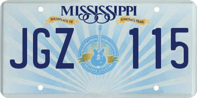 MS license plate JGZ115