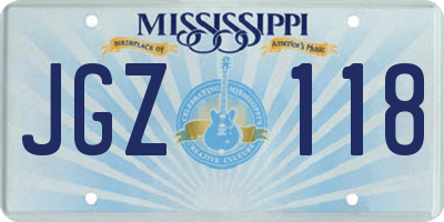 MS license plate JGZ118