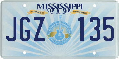 MS license plate JGZ135