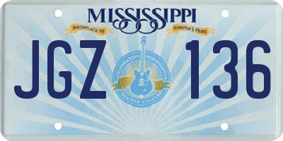 MS license plate JGZ136