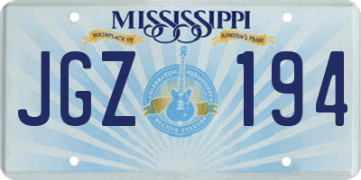 MS license plate JGZ194