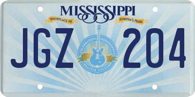 MS license plate JGZ204