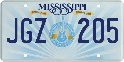 MS license plate JGZ205
