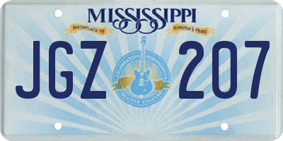 MS license plate JGZ207